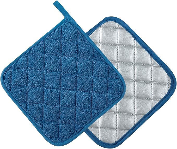 Joyhalo 4 Pack Pot Holders for Kitchen Clearance | Cotton Oven Holder with Great Heat Resistance, Potholders Sets for Kitchen, Countertops, Hot Pots and Pans, Federal Blue