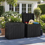 Greesum 31 Gallon Deck Box for Outside, All Weather Outdoor Storage Boxes for Patio Furniture Set, Package Delivery Box, Garden Tools, Black(Set of 2)