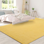 Area Rugs for Bedroom Living Room, 4x6 Yellow Super Soft Comfy Thickened Memory-Foam Indoor Carpets, Modern Aesthetic Minimalist Carpet for Boys Girls Adults Apartment Nursery Home Décor