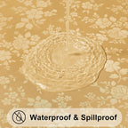 Smiry Rectangle Waterproof Heavy Duty Vinyl Tablecloths, 60 x 84 Inch | Wipeable Washable Floral Embossed Table Cover for Kitchen and Dining Room, Indoor & Outdoor Use, Gold