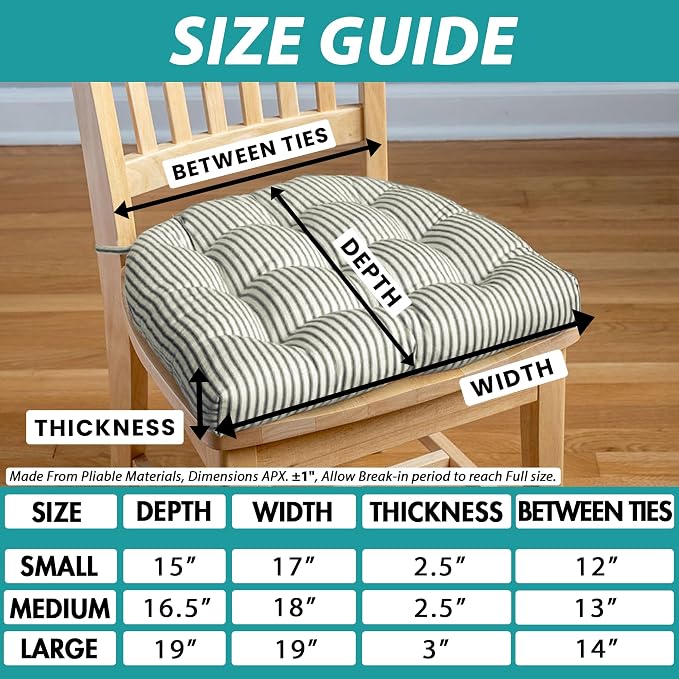 Barnett Home Decor Dining Chair Pad with Ties Corduroy Hunter Green -Size Medium 16.5 x 18 16.5 x 18 Chair Cushion - Latex Foam Fill Cushion, Reversible, Machine Washable - Pinwale XL