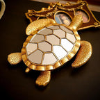 Vintage Wall Sculpture Animals Turtle Mirrors - Gold Resin Glass Wall Decor, Perfect for Victorian and European Themed Homes