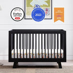 Babyletto Hudson 3-in-1 Convertible Crib with Toddler Bed Conversion Kit in Black, Greenguard Gold Certified