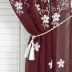 Red Sheer Curtains 84 Inches Long 2 Panels, White Floral Pattern Drapes for Living Room, Light Filtering Rod Pocket Window Treatments for Office, 54 x 84 Inches