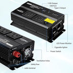1000W Inverter for Car Power Inverters,12v DC to 110v AC Converter with 3.0 A USB Type-C Outlets, 12 Volt Inverter Car Cigarette Lighter Battery Inverter for Vehicles, Power Inversor 1000 Watts Black