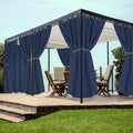 HolidayIdeas Grommet Outdoor Curtains for Patio Waterproof 8 Pcs All Weather Balcony Outside Curtains for Apartments, Gazebo, Pergolas, Porch, 54x108 Inch, Navy