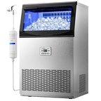Commercial Ice Maker Machine, 110LBS/24H with 50 Ice Cubes, 33LBS Ice Storage Capacity, Stainless Steel Freestanding & Under Counter Ice Maker with Water Filter for Home, Bar, Cafe, Outdoor