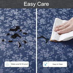 Smiry Rectangle Waterproof Heavy Duty Vinyl Tablecloths, 60 x 102 Inch | Wipeable Washable Floral Embossed Table Cover for Kitchen and Dining Room, Indoor & Outdoor Use, Navy Blue
