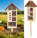 Lulu Home Wooden Insect House with Stake, Hanging & Inserting Two Mount Ways Insect Hotel for Bee, Butterfly, Ladybirds, Beneficial Insect Habitat, Bug Hotel Garden, 19.7 X 3.4 X 5.4 Inch
