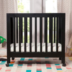 Babyletto Origami Mini Portable Folding Crib with Wheels in Black, 2 Adjustable Mattress Positions, Greenguard Gold Certified