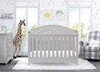 Delta Children Perry 6-in-1 Convertible Crib - Greenguard Gold Certified, Moonstruck Grey + Simmons Kids Radiant Sky Dual Sided Baby Crib Mattress and Toddler Mattress (Bundle)