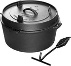 EDGING CASTING Pre-Seasoned Cast Iron Camping Dutch Ovens, Outdoor Camping Dutch Oven Pot with Lid Tripod, 6 Quart