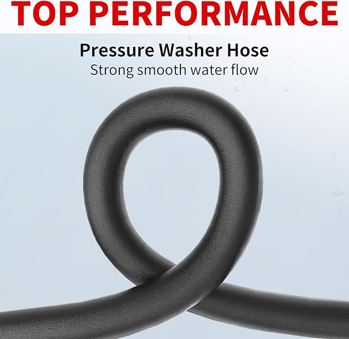 200FT Pressure Washer Hose 4200PSI, Power Washer Hose Steel Wire Braided with Swivel Quick Connect, Commercial Grade Industrial High Pressure Water Washing Hose (4200PSI, 200FT)