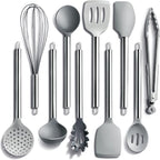 COOK WITH COLOR Silicone Cooking Utensils, Kitchen Utensil Set, Easy to Clean Silicone Kitchen Utensils, Cooking Utensils for Nonstick Cookware, Kitchen Gadgets Set, 10 Pieces, Grey Ombre