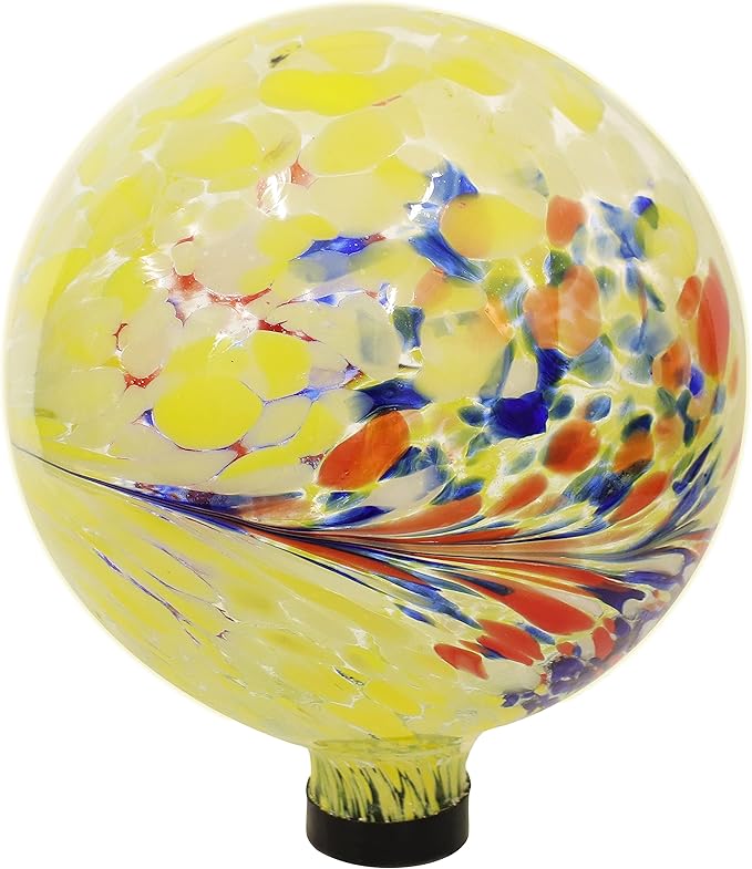 Sunnydaze 10-Inch Gazing Ball for Garden - Glass Gazing Globe for Outside - Garden Orb Yard Decor - Bright Summer Burst