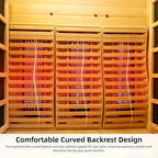 2-Person Far Infrared & Steam Dual-System Sauna Room, Hybrid Indoor Wooden Sauna with 3.5KW Heater, 6 Heating Elements and Heating Stove, Built-in Sound System, Oxygen Bar, 7-Color Lights,220V