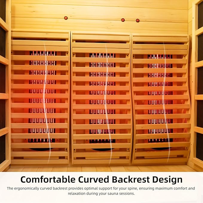 2-Person Far Infrared & Steam Dual-System Sauna Room, Hybrid Indoor Wooden Sauna with 3.5KW Heater, 6 Heating Elements and Heating Stove, Built-in Sound System, Oxygen Bar, 7-Color Lights,220V