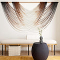 Flber Macrame Wall Hanging Dip Dye Brown Boho Wall Decor Yarn Tapestry Modern Living Room Bedroom Home Wall Decor 57" W x 35" L