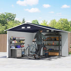 Outsunny 11' x 9' Outdoor Storage Shed, Garden Tool Metal Shed with Foundation Kit, Double Lockable Door, Air Vents and Sloping Roof, for Backyard, Patio, Lawn, Dark Gray