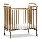 NAMESAKE Abigail 3-in-1 Convertible Mini Metal Crib in Vintage Gold, Greenguard Gold Certified