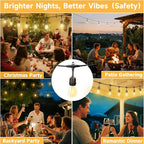 Outdoor Safety String Lights 150FT - 24V 20W Commercial Grade Low Voltage Strand with 60 S14 Shatterproof Bulbs for Tree Garden Yard Cafe Bistro | Warm Yellow 3500K | IP65 Waterproof | UL Listed