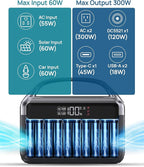 Portable Power Station 300W (600W Peak), 192Wh (60,000mAh) Solar Generator, LiFeP04 Battery with AC Outlets, 5.5LB Power Bank for Outdoor Camping, Traveling, Home & Emergency (Solar Optional)