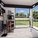 8'x4' Shed Galvanized Steel Storage Sheds with Triple Doors Utility Sheds for Vertical Storage, Dual Lock Lean to Shed with Sloped Roof for Mower, Bike, Garden Tools (Black)