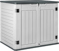 Devoko Resin Outdoor Storage Shed 34 Cu Ft Horizontal Outdoor Storage Cabinet Waterproof Patio Tools Storage Box for Sofa Cushion, Lawn Mower and Garbage Cans