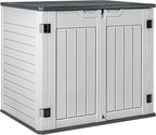 Devoko Resin Outdoor Storage Shed 34 Cu Ft Horizontal Outdoor Storage Cabinet Waterproof Patio Tools Storage Box for Sofa Cushion, Lawn Mower and Garbage Cans
