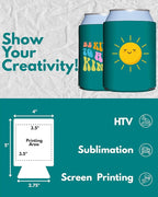 PartyPrints 100 Pack Teal Blank Can Cooler Sleeves, Customizable Bulk Insulated Foam for Beer, Collapsible Plain Drink Holder, Cold Soda Insulator, 12oz Regular, 16oz Tall Cans