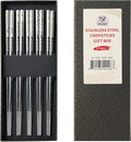 52USA Stainless Steel Chopsticks Reusable Gift Set, 5 Pairs–Lightweight 304 Stainless Steel Metal Chopsticks,Dishwasher Safe, Non-Slip, 9 in/22.9cm,Japanese Korean Chop Stick Ideal for Sushi, Noodles