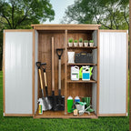 Outdoor Storage Cabinet Wood & Metal with Waterproof Roof, Garden Tool Shed with 4 adjustable reinforced feet with metal brackets, 3 Removable Shelves, 6 T-Hinge, Magnetic door,18.1"D x 49"W x 68.5"H