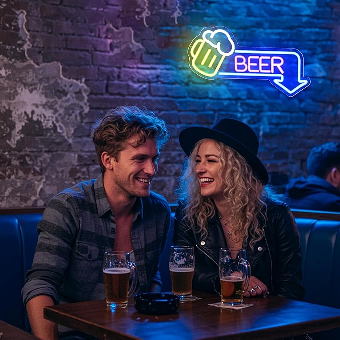Beer Neon Signs Led Beer Neon Sign for Wall Decor Dimmable Bar Led Sign Neon Sign for Man Cave Bedroom Home Bar Shop Pub Bistro Party Game Room Decor Gifts