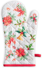 Maison d'Hermine Oven Gloves 100% Cotton Oven Mitt (7" x 13", Pack of 1) | With Loop Heat Resistant BBQ Cooking Gloves Baking Kitchen Handling Hot Pans Thanksgiving Christmas - Chromo
