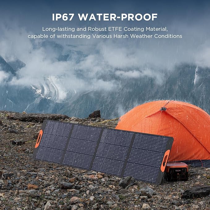 220 Watt Portable Solar Panel for Power Station,Camping Essentials,18.6V Foldable Solar Charger with Solar Cable 23.5% High Efficiency IP67 Waterproof 4 Kickstands for Camping RV Blackout