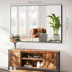 Black Bathroom Mirror, 48"X36" Rectangle Mirrors for Wall Metal Frame, Modern Vanity Wall Mirror for Bathroom Living Room, Entryway Hangs Horizontal or Vertical