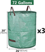3 Pack 72 Gallon Reusable Yard Waste Bags Heavy Duty Lawn and Leaf Bags Yard Waste Container Garden Grass Bags
