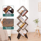Yoobure Small Bookshelf, Tall 4-Tier Book Shelf, Wood Bookcase Book Organizer, Industrial Bookshelves Floor Standing for CDs/Books in Small Spaces, Bedroom, Living Room, Home Office