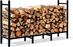 ARIFARO 4ft Firewood Rack, Adjustable Outdoor Indoor Log Holder Steel Heavy Duty Wood Rack,for Firewood Storage Wood Stacker, Rustproof, Easy Assembly, Black