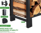 Firewood Rack Outdoor 8 FT - Adjustable Length (2.6-8ft), Holds 1/2 Face Cord Firewood, Heavy Duty Log Holder with 14 Support Legs for Backyard Fire Pit & Indoor Fireplace,Black