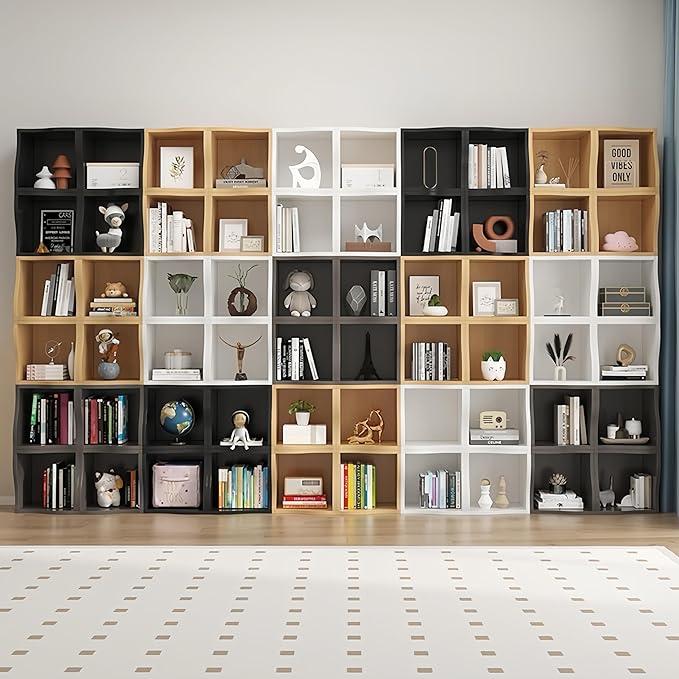 DIY Bookcase, 2 Cube Storage Organizer, Stackable Modular Book Shelf for Bedroom, Living Room, Office, Closet