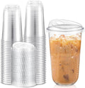 Ziliny 50 Sets Clear Plastic Coffee Cups with Sip Lids, Disposable Plastic PET Crystal Cups for Iced Coffee, Smoothie, Cold Beverage, Drink Shops and Party Catering(Clear,18 oz)
