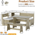 PAKASEPT Corner Breakfast Nook Table Set Kitchen Bench with Soft Cushion | Farmhouse Wood Dining Set,Reversible L-Shaped Corner Bench,Lift-Top Hidden Storage,Soft Padded Cushions,Space-Saving Design