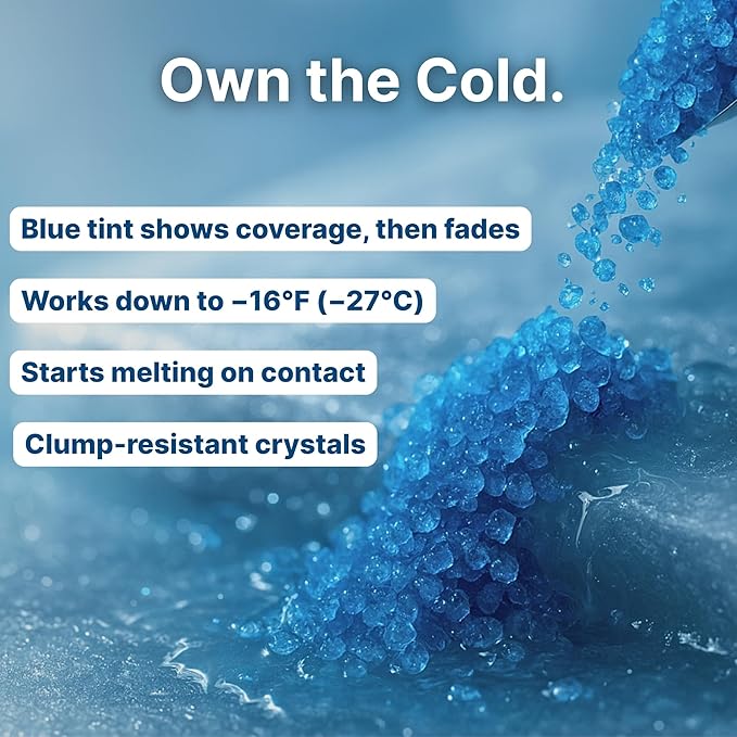 Thawtful Blue Ice & Snow Melt – Snow Melt, Rock Salt, Driveway & Sidewalk Salt for Ice, Blue Granular Rock Salt, Melts to −16°F (−27°C) – Resealable Zip Bag (2 QUARTS - 4.2 lb.)