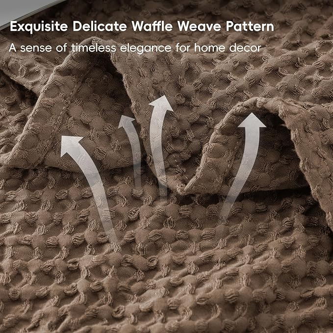 PHF Ultra Soft Waffle Weave Blanket Twin Size 66"x 90"- Washed Lightweight Breathable Cozy Woven Blanket for Bed - Aesthetic Decor for Couch Bedding Sofa Home Car - Cocoa Brown