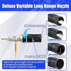 Adjustable Long Range Nozzle for Pressure Washer 4-4.5 GPM, Downstream Injection Spray Nozzle Kit, High Power Washing External Chemical Injector with 1/4” Quick Connect, 2500 to 4000 PSI