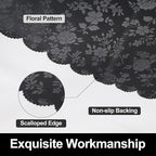Smiry Square Waterproof Heavy Duty Vinyl Tablecloths, 70 x 70 Inch | Wipeable Washable Floral Embossed Table Cover for Kitchen and Dining Room, Indoor & Outdoor Use, Black