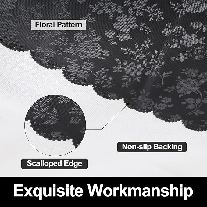 Smiry Square Waterproof Heavy Duty Vinyl Tablecloths, 70 x 70 Inch | Wipeable Washable Floral Embossed Table Cover for Kitchen and Dining Room, Indoor & Outdoor Use, Black