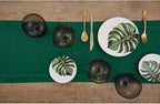 Solino Home Linen Table Runner 96 Inches Long - 100% Pure Linen Rainforest Green Table Runner 14 x 96 Inch for Fall, Autumn, Thanksgiving - Classic Hemstitch