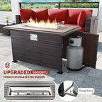 Kullavik 10 Pieces Outdoor Patio Furniture Set with 43" Gas Propane Fire Pit Table PE Wicker Rattan Sectional Sofa Patio Conversation Sets,Red